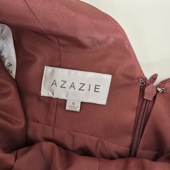 NWT Azazie Serena Chiffon Bridesmaid Dress Desert Rose Size C (10/12) Pockets - Picture 15 of 16